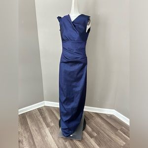 Talbot runhof off shoulder royal navy gown